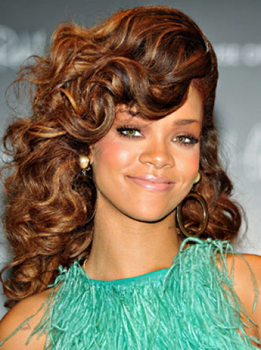 Brown Curly Layered Lace Front 18" Incredible Rihanna Wigs