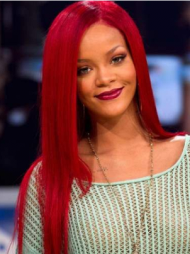 Red Rihanna Wig With Remy Human Lace Front Long Length