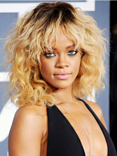 Ombre/2 Tone Wavy With Bangs 100% Hand-tied 14" Amazing Rihanna Wigs