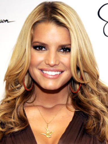 16" Trendy Blonde Long Wavy Without Bangs Jessica Simpson Wigs