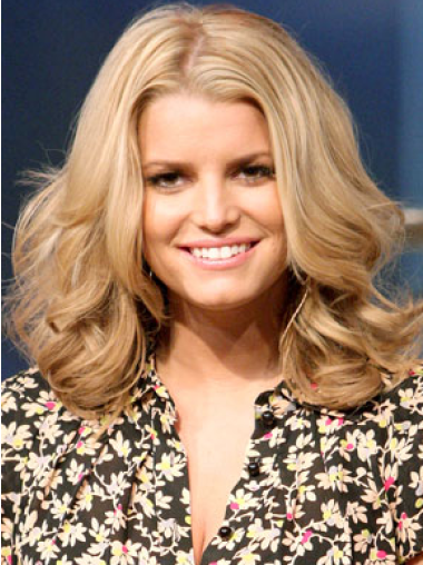 12" Comfortable Blonde Shoulder Length Wavy Without Bangs Jessica Simpson Wigs
