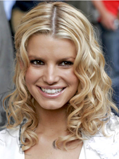 Wavy Lace Front Layered Shoulder Length Blonde Sassy Jessica Simpson Wigs