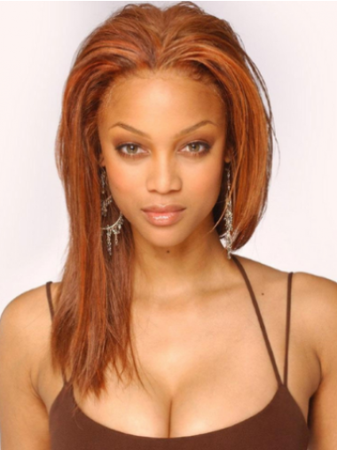 Auburn Straight Without Bangs Lace Front 16" Comfortable Tyra Banks Wigs