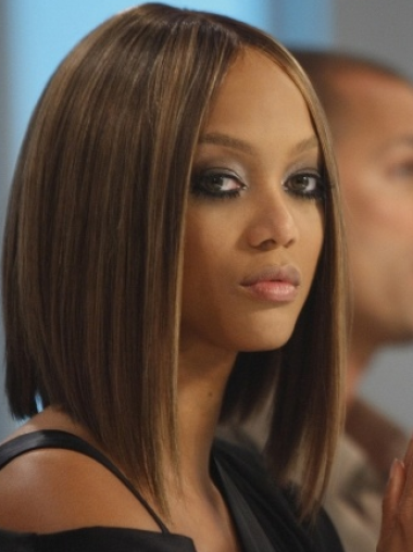 Brown Straight Bobs 100% Hand-tied 12" Durable Tyra Banks Wigs