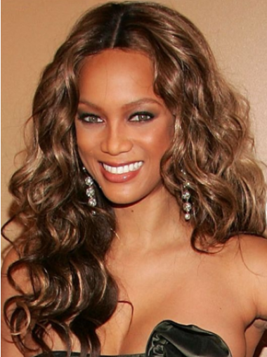 Brown Curly Without Bangs Lace Front 20" Perfect Tyra Banks Wigs