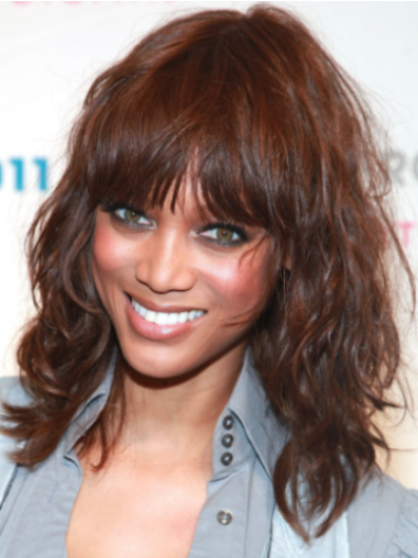 Auburn Curly With Bangs Lace Front 14" Convenient Tyra Banks Wigs