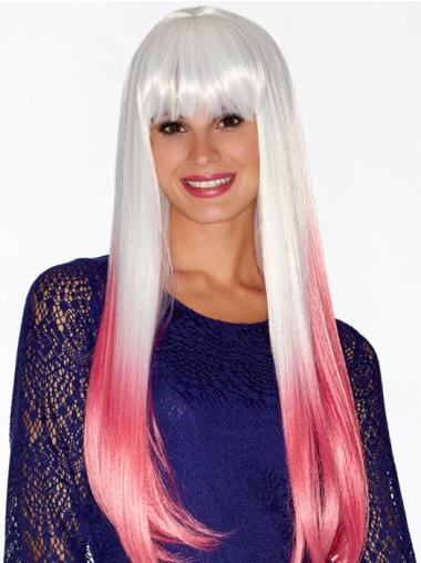 Straight Incredible 22" Ombre/2 Tone With Bangs Long Wigs