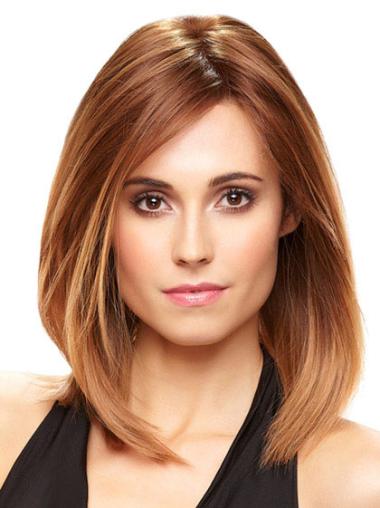 Short Bob Wig With Monofilament Shoulder Length Straight Style Auburn Color