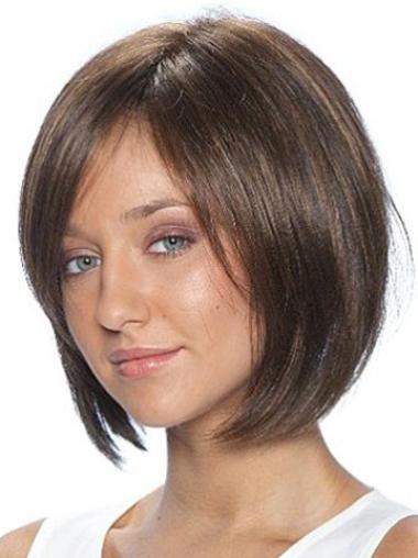 Lace Front Brown Chin Length Bobs Straight African American Wig