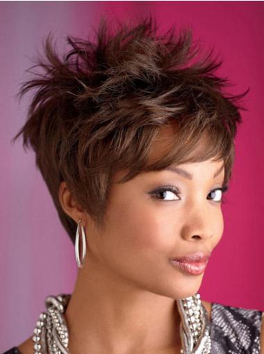 8" Boycuts Cropped Synthetic Capless Hairstyles For African American Women