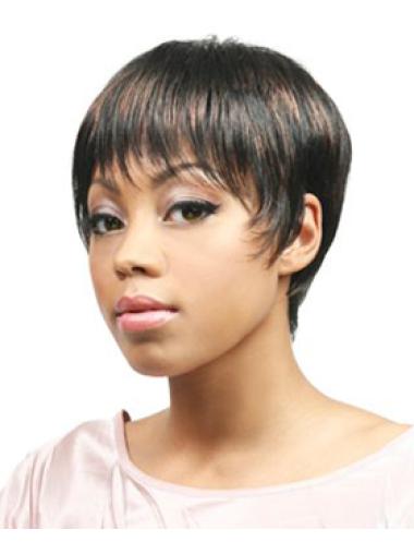 African Hair Wigs Boycuts Cropped Length Straight Style With Capless
