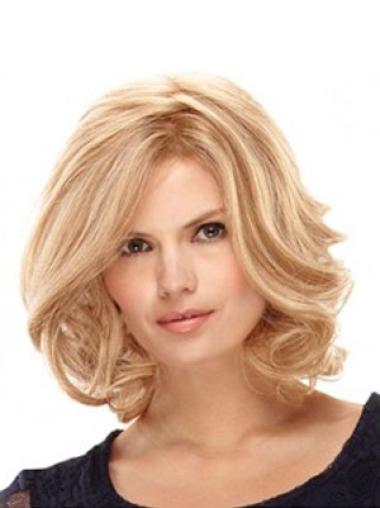 14" Blonde Layered Shoulder Wavy Synthetic Ladies Monofilament