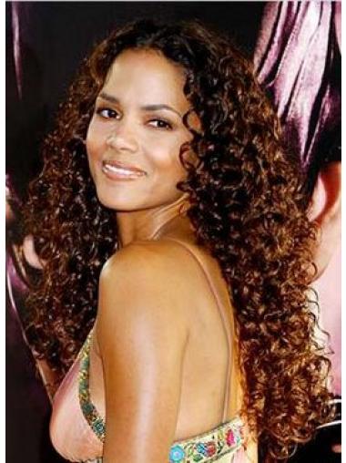Hairstyles Auburn Long Kinky 22" Without Bangs Halle Berry Lace Wigs