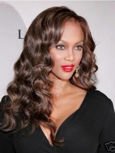 Top Brown Long Curly 18" Without Bangs Celebrity Lace Wigs