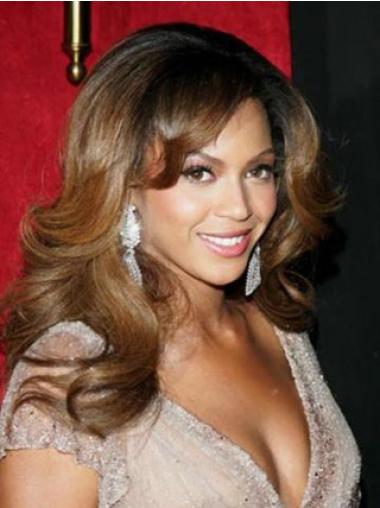 Long Brown Layered Wavy Fashion Full Lace Beyonce Knowles Wigs