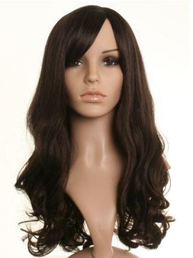 Beautiful Brown Long Wavy 21" With Bangs Celebrity Wigs