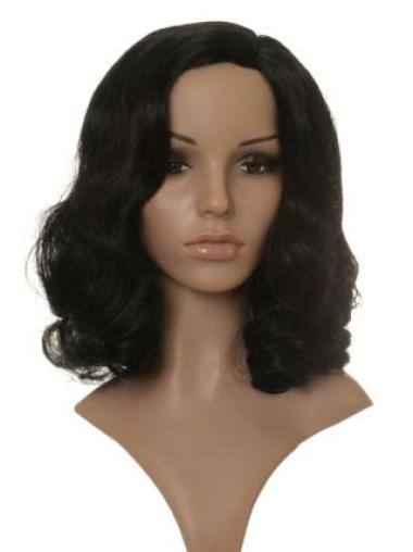 Style Black Shoulder Length Wavy 14" Without Bangs Celebrity Wigs