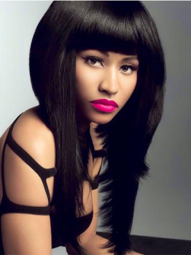 18" Black Straight With Bangs Long Exquisite Nicki Minaj Wigs