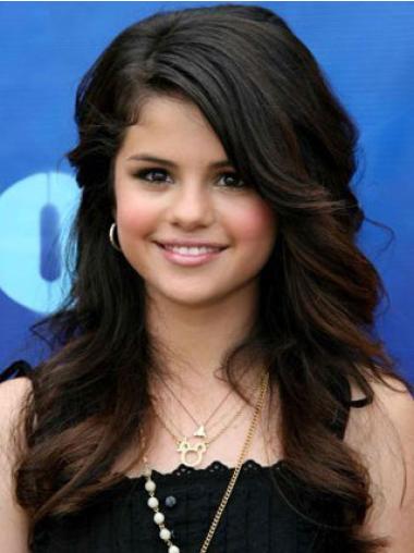 New Black Long Wavy 20" With Bangs Selena Gomez Lace Wigs