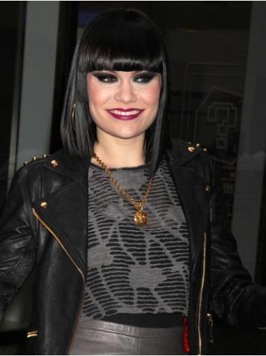 Bobs 12" Synthetic Capless Straight Black Shoulder Jessie J Wig