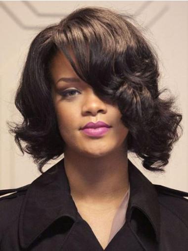 Affordable Shoulder Length Brown Wavy Lace Front Rihanna Wigs