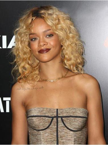 Rihanna Blonde Wig Indian Remy Curly Style Layered Cut