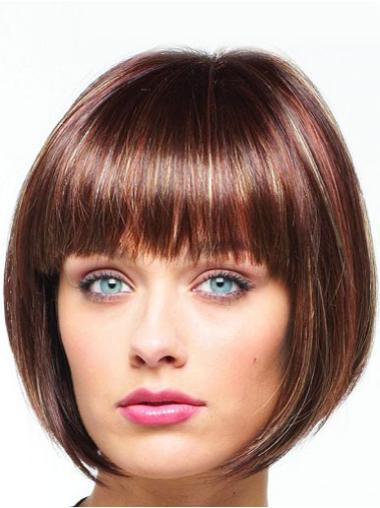 Wig Bob Chin Length With Lace Front Synthetic