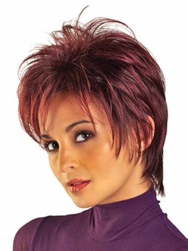 Red Wigs UK With Capless Straight Style Boycuts