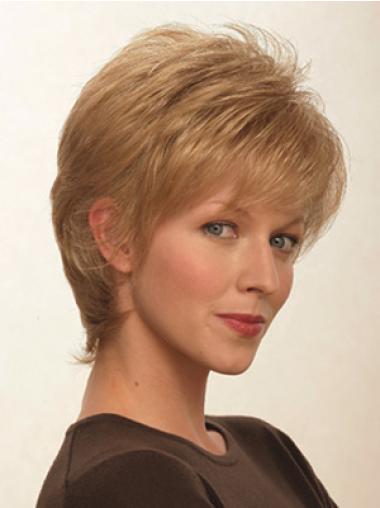 Layered Straight Blonde Capless Suitable Short Wigs