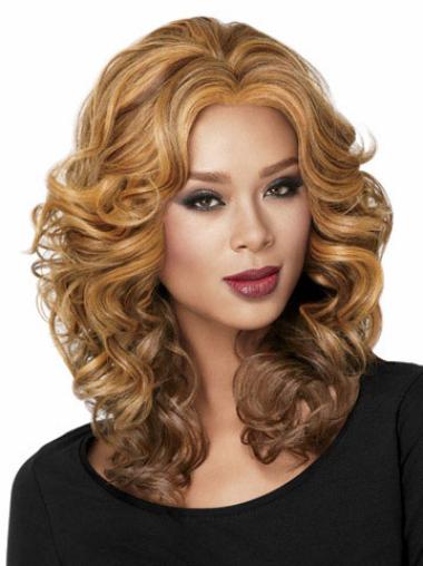 African American Curly Full Lace Wig With Capless Blonde Color