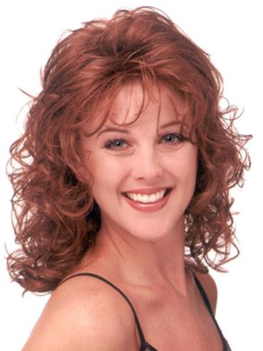 Red Wig Shoulder Length Curly Style With Capless Classic Cut