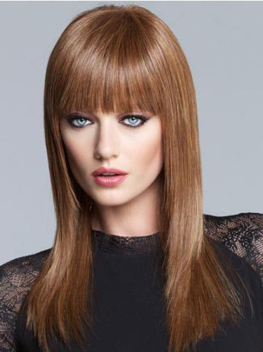 Yaki With Bangs Long Brown Fabulous Lace Front Wigs