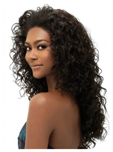 Curly Brazilian Remy Hair Black Long Online 3/4 Wigs