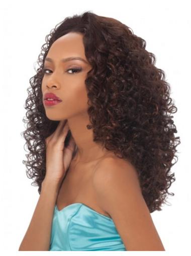 Curly Brazilian Remy Hair Brown Long Trendy 3/4 Wigs