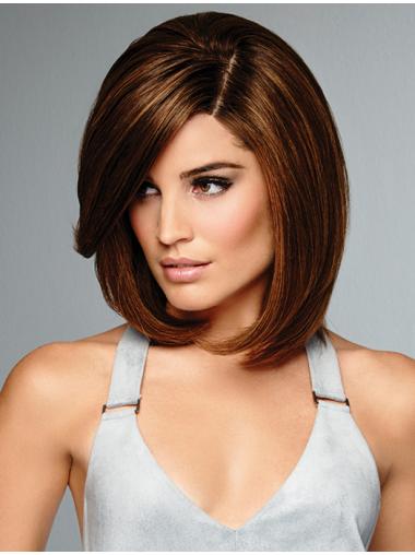 Brown 100% Hand-tied Remy Human Hair 12" Bob Style Wigs