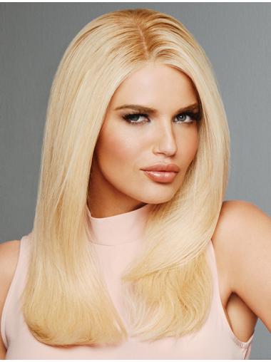 Straight Blonde Without Bangs 16" Remy Human Hair