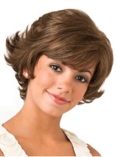 Lace Front Wavy 8" Brown Bob Wigs For Women