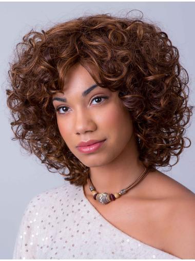 Layered Shoulder Length Lace Front Synthetic Auburn 12" Curly African Hairstyles