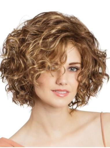 Lace Front Curly 11" Blonde Bob Cut Wigs