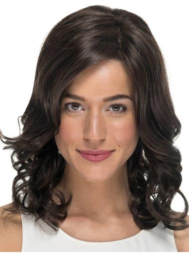 Curly Without Bangs Black 14" Monofilament Cheap Wigs For Cancer Patients