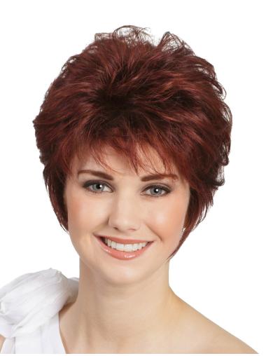 Monofilament Red 8" Wavy Classic Wigs For People With Cancer