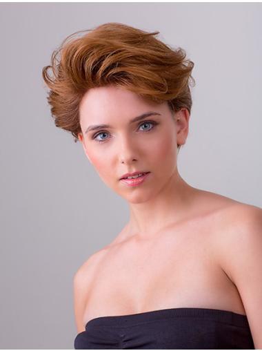 Copper Short Synthetic 8" Wavy Layered Front Lace Wigs