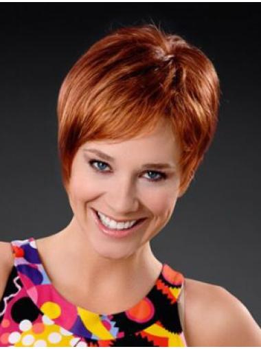 Copper Short Synthetic 8" Straight Boycuts Front Lace Wig