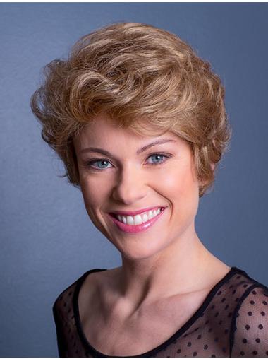 Synthetic Wavy Blonde 8" Short Monofilament Classical Wigs