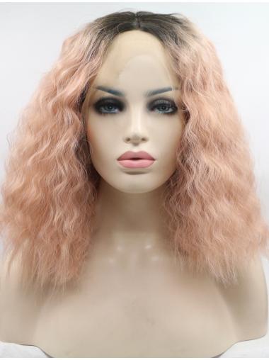 Curly Chin Length Without Bangs Lace Front 13" Synthetic Wigs