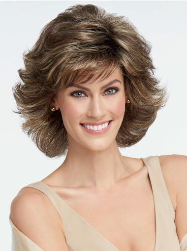 Capless Brown 6" Chin Length Layered Synthetic Wigs