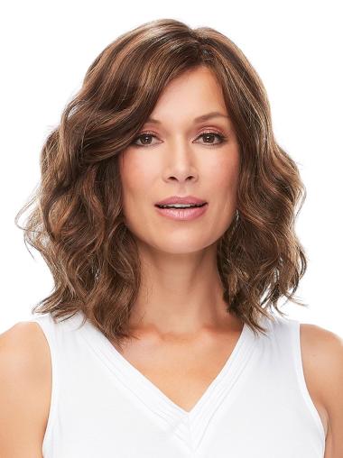 Monofilament Brown 14" Shoulder Length Layered Heat Safe Wigs