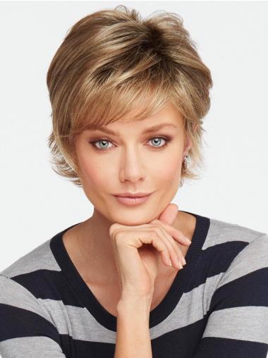 With Bangs Brown Wavy 4" Short Synthetic Wigs