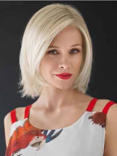 Monofilament White 12" Chin Length Layered Heat Resistant Wig