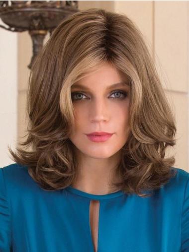 Without Bangs Brown Wavy 13" Shoulder Length Synthetic Wigs